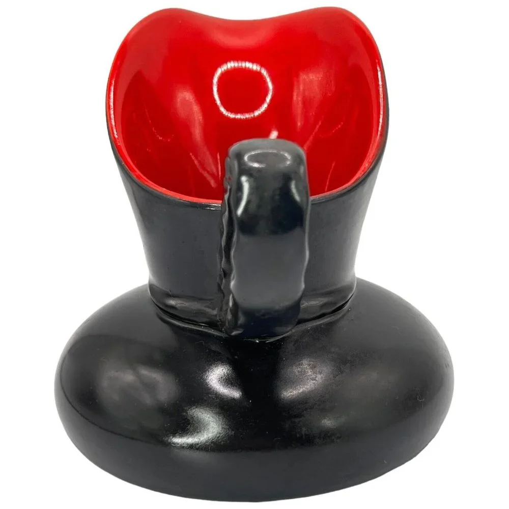 Crown Devon Creamer‎ Black And Red Ceramic Made In England Small Pitcher